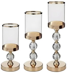 Zestaw 3 szt. złotych świeczników