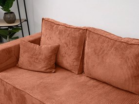 Rozkładana narożna sofa SMART COSARO terakotowa, dwustronna + 2 poduszki GRATIS