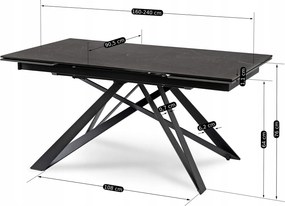 Rozkładany stół z ceramicznym blatem Maxime 160-240 cm czarny marmur