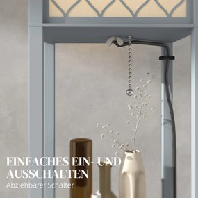 HOMCOM Lampa stojąca z półką, 3 półki, kompaktowe wymiary, MDF, Jasnoszary