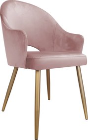 Krzesło Velvet tkanina Welur noga metalowa krzesło tapicerowane premium : Kolor nogi - Złota stożek, Kolor tkaniny - VELVET - MG58, Typ siedziska - Siedzisko stałe