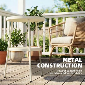 Outsunny Stolik pomocniczy Ø36 cm, stolik balkonowy z metalu, stolik tarasowy, okrągły stolik na taras, balkon, kremowy | Aosom PL