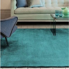 Nowoczesny dywan, ręcznie tkany w 100% wełna - 120x170cm - zielono-niebieski - York