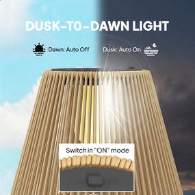 Outsunny Solarny stojak na lampę rattanową LED w stylu Boho wodoodporna IP44 | Aosom PL