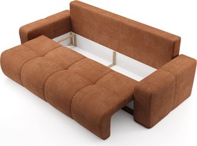 Masseno Sofa DUCA z funkcją spania i pojemnikiem na pościel, Rozkładana sofa - Ceglasty, FLOW 09