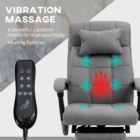 Vinsetto Ergonomiczny fotel biurowy z funkcją masażu regulowany Regulowane siedzisko Regulowany podnóżek Szary | Aosom PL