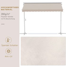 Outsunny markiza stojąca markiza ogrodowa ze składanym ramieniem taras beżowy 3x3 m