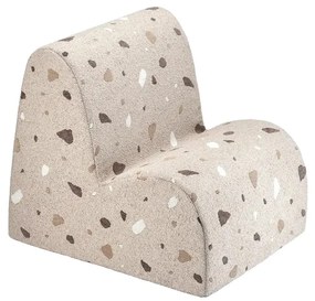 Jasnobrązowy fotel dziecięcy z materiału bouclé/z tkaniny szenilowej Terrazzo Cloud – Wigiwama
