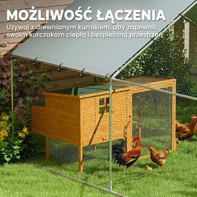 PawHut Wybieg dla kur, duży metalowy wybieg z wodoodporną i odporną na UV pokrywą, klatka dla 10-15 kur, 3 x 3,4 x 1,9 m | Aosom PL