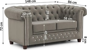 Szara aksamitna rozkładana sofa 148 cm York Blik – Ropez