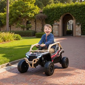 AIYAPLAY Elektryczny pojazd dla dzieci 3-8 lat 12V z licencją KAWASAKI, podwójny napęd, pilot zdalnego sterowania i muzyka, żółty