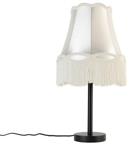 Klasyczna lampa stołowa czarna z abażurem w kolorze kremowym 30 cm - Simplo klasyczny/Antyczny Oswietlenie wewnetrzne