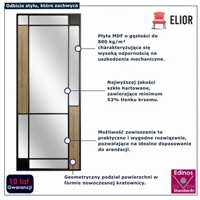 Loftowe lustro z elementami geometrycznymi dąb + czarny A8-L77