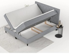 Szare łóżko boxspring ze schowkiem 180x200 cm Gwen – Maison de Rêve