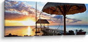 Obraz - Zachód słońca na Mauritiusie (z zegarem) (90x30 cm)