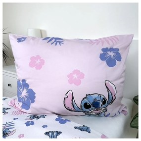 Jasnoróżowa bawełniana pościel dziecięca jednoosobowa 140x200 cm Lilo &amp; Stitch "Pink" – Jerry Fabrics