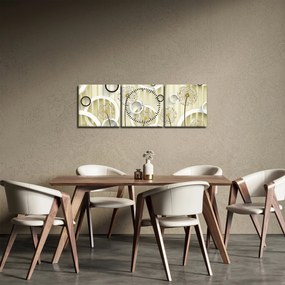 Abstrakcyjny obraz z dmuchawcami (z zegarem) (90x30 cm)