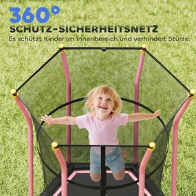 HOMCOM Trampolina dziecięca, Ø163,5 cm, z siatką bezpieczeństwa, wyściełana, Stal, do 50 kg
