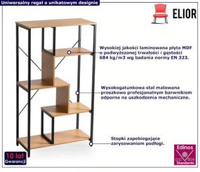 Nowoczesny otwarty regał na książki czarny + dąb złoty - Gadon