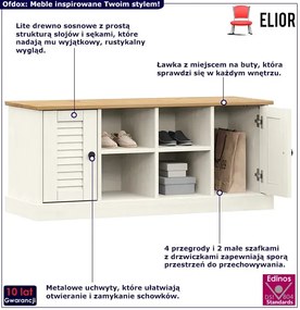 Sosnowa Biała Szafka Na Buty Z Siedziskiem W0-D34