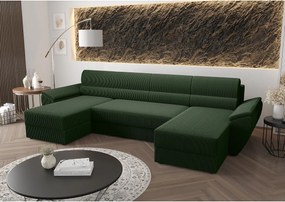 BEDANTE narożnik REBIU2 Poso 14 ciemnozielony z funkcją spania sofa w kształcie litery U z pojemnikiem na pościel