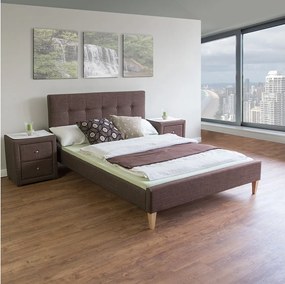 Tapicerowane łóżko 140x200 cm brązowe