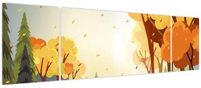 Obraz - Jesienny krajobraz, ilustracja (170x50 cm)