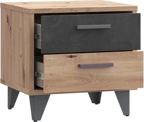 Szafka nocna z szufladami Raven 021, dąb artisan/beton