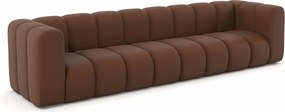 Sofa czteroosobowa, kanapa Grand, tkanina welurowa Salvador, Ciemnobrązowy