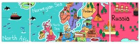 Obraz - Dziecięca mapa Europy (170x50 cm)