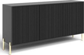 Czarna trzydrzwiowa komoda na złotych nóżkach R5-Z79