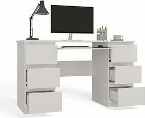 Biurko KUBA | Białe | 130x51x76cm | 6 Szuflad |Do Biura/ Pokoju