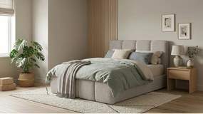 Stylowe łóżko tapicerowane KORA 120x200 cm w tkaninie CENTAUR 3 jasnoszarej