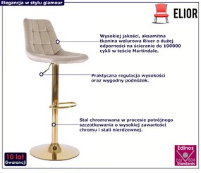 Beżowy hoker z podnóżkiem na złotej nodze - Rofa