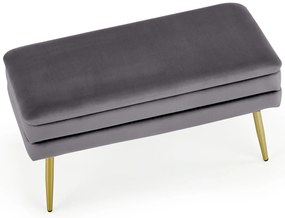 VELVA ławka tapicerowana z pojemnikiem szary velvet, złoty chrom