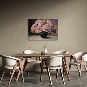Obraz na szkle - Obraz na szkle olejny, Kwiaty w wazonie (70x50 cm)