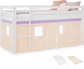 Łóżko piętrowe 90x200 cm Fioletowy Brzoskwinia, łóżko piętrowe typu antresola