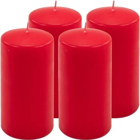 Zestaw świec słupkowych, 15 cm, Ø 7,5 cm, czerwony, 4 sztuki