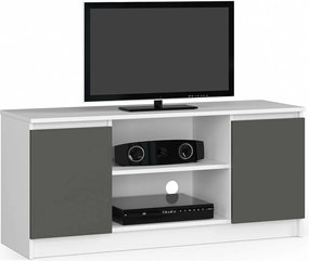 Szafka RTV AKORD Biała 120 cm 2 drzwi kolor Grafit Szary mat 2 półki 120x40x55 cm