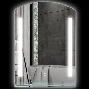 kleankin Lustro łazienkowe z oświetleniem LED, eleganckie i wysokiej jakości, szkło, aluminium, plastik, 50S x 12G x 70W cm
