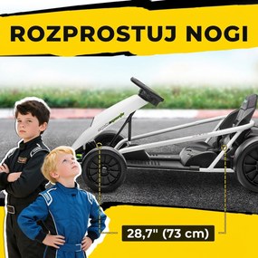 HOMCOM 24 V elektryczny gokart dla dzieci do 13 km/h z funkcją driftu, drift-kart z 2 silnikami dla 8-12 lat, biały | Aosom PL