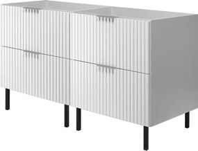 Szafka pod umywalkę, Biały, 120 (2 x 60) x 77 x 46 cm, uchwyt srebrny, nogi czarne, bez blatu