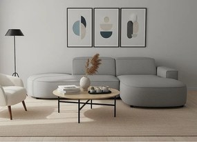 Narożnik modułowy CURSAL G prawostronny 271×166×73 cm – szary Raven 7, zaokrąglone leżanki, wolnostojący