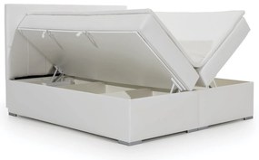 Łóżko Kontynentalne Tapicerowane BOLERO 160X200 Tapicerowane z Pojemnikiem Białe