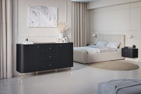 Zestaw szafek nocnych Vesper 56 cm wiszących - czarny / złote uchwyty