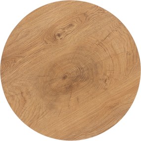 Stolik kawowy okrągły Liviano 45 cm z metalowymi nogami - dąb naturalny / czarny