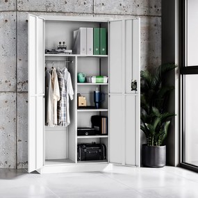 Metalowa szafa gospodarcza Dawid Smart 90x40x185 cm, biała