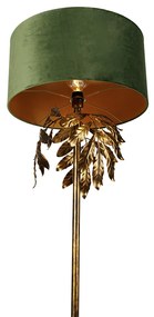 Lampa stojąca w stylu vintage antyczne złoto z zielonym kloszem - Linden klasyczny/Antyczny Oswietlenie wewnetrzne