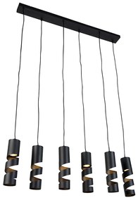 Moderne hanglamp zwart 6-lichts - Stream Nowoczesny Oswietlenie wewnetrzne
