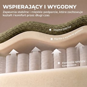 HOMCOM Sofa 3-osobowa, zaokrąglona i bezramowa, z przestronnym siedziskiem, grubo tapicerowana, bez montażu, Ciemnozielony | Aosom PL